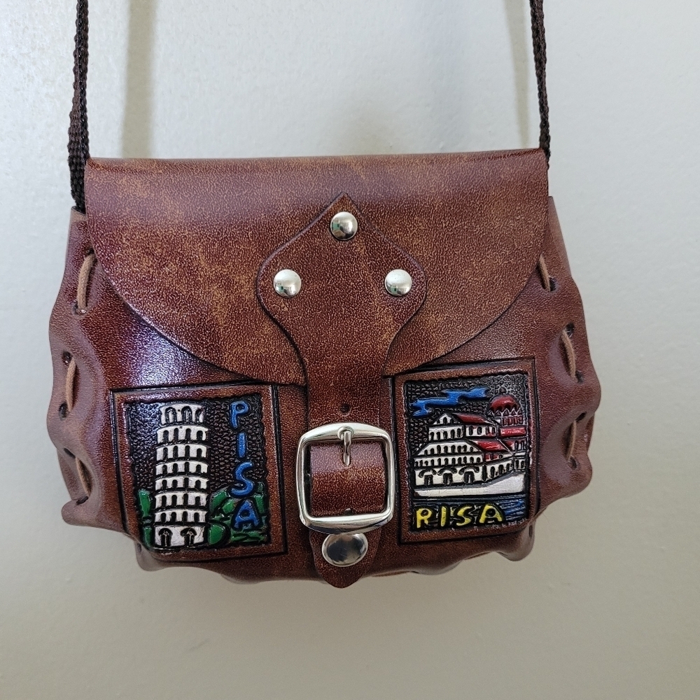 Italian Leather Mini Crossbody Bag Artisan Travel - Picture 4 of 12